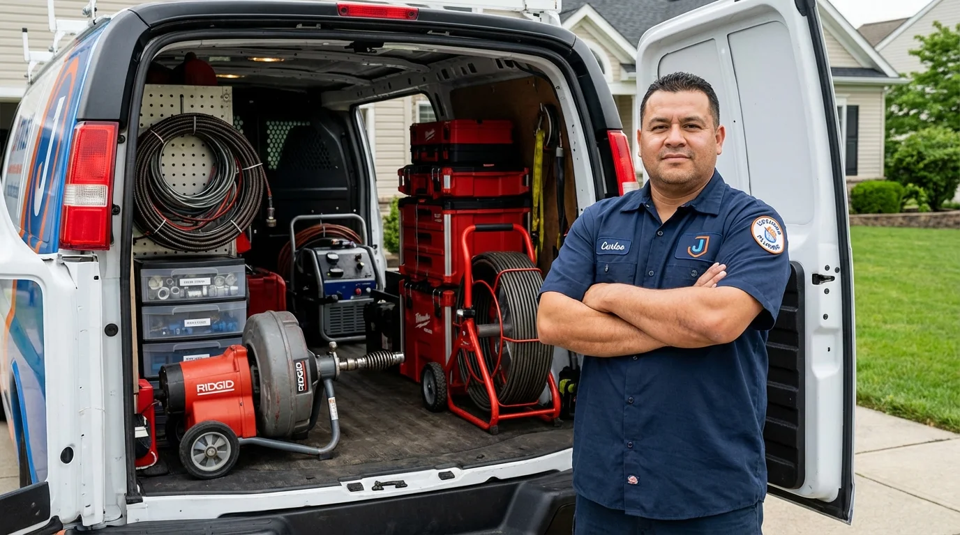 Professional drain cleaning equipment and Johns Plumbing LLC plumber in Mammoth Lakes