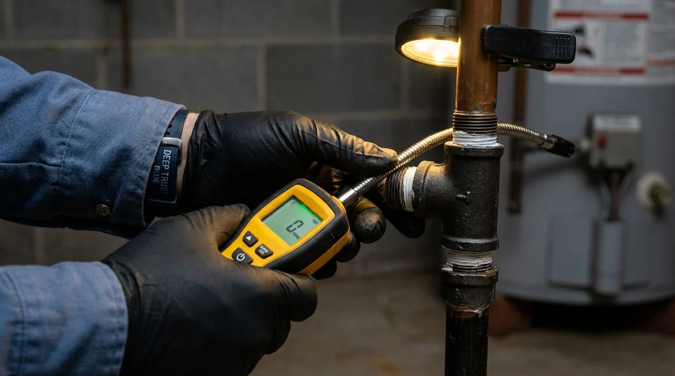 Gas leak detection with electronic sniffer by Johns Plumbing LLC in Mammoth Lakes